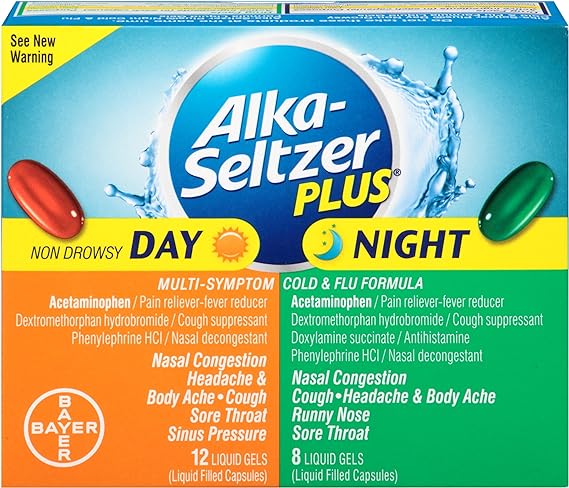 Alka-seltzer Plus Cold & Flu Liquidgels Day 12 Ct + Night 8 Ct , Gelcap
