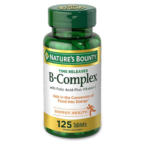 Nature's Bounty Vitamin B-Complex, Time Released Supplement with Folic Acid Plus Vitamin C, Supports Energy Metabolism and Nervous System Health, 125 Count