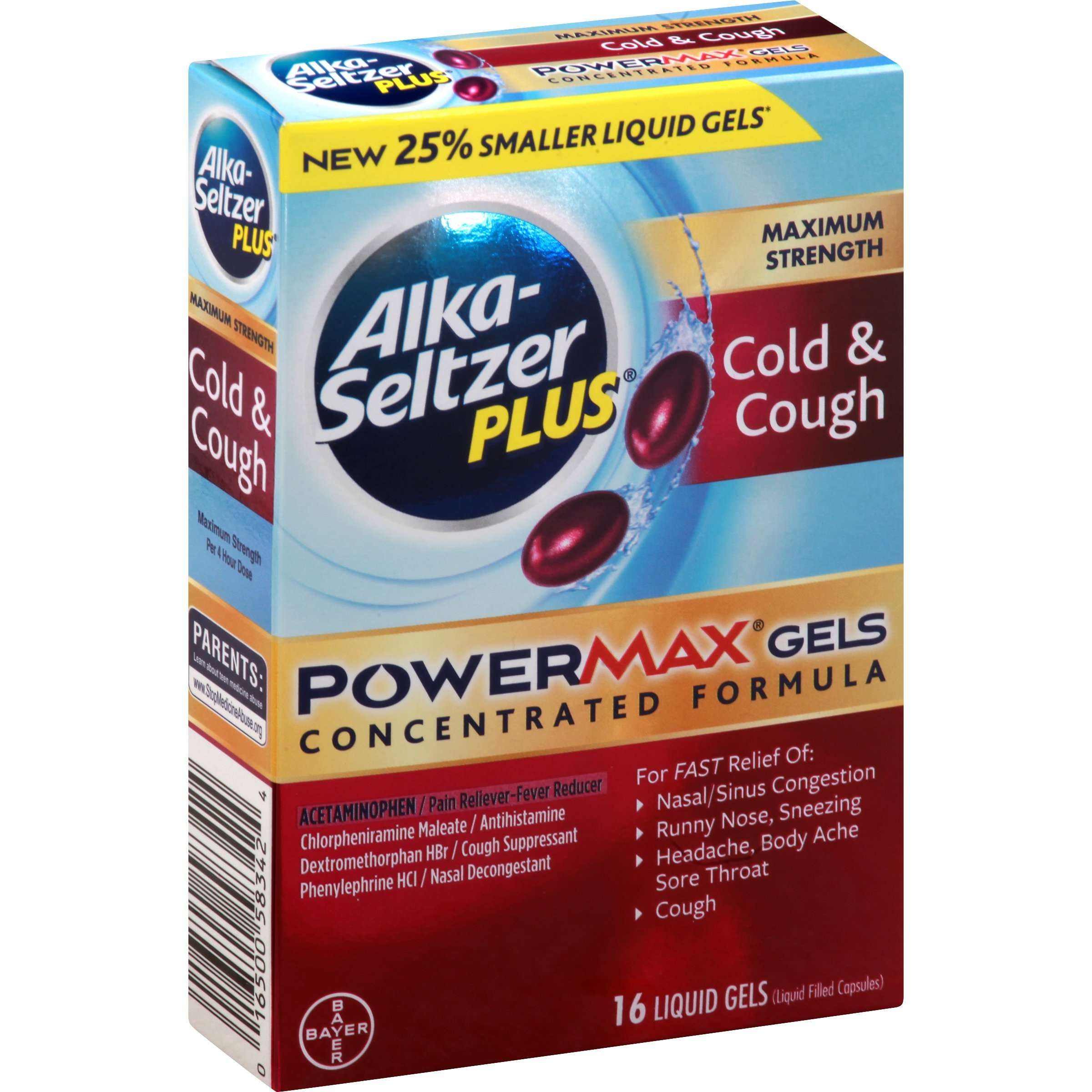 Alka-seltzer Plus Cold & Cough Powermax Gels 16 Ct , Gelcap