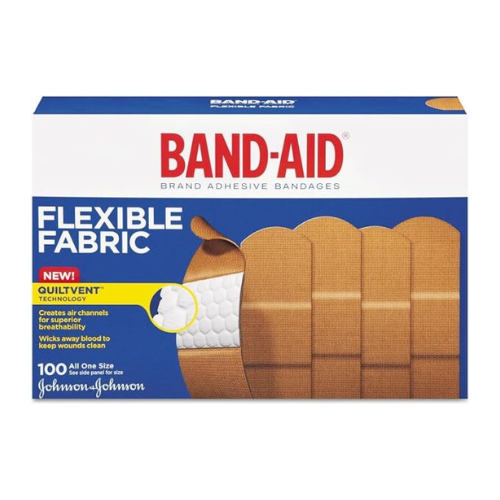 Band-aid Adhesive Bandages Flexible Fabric One Size 100 Ct , Adhesive Patches