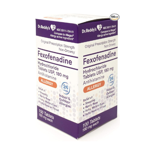 Dr. Reddy's Allergy, Fexofenadine Hydrochloride Tablets, 180 mg, 100 Count