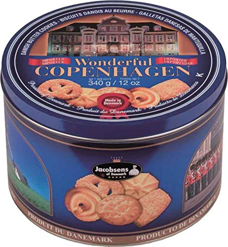 Jacobsens Wonderful Copenhagen Danish Butter Cookies in Tin, 12 Ounce