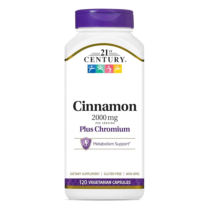 21st Century Cinnamon 2000mg Plus Chromium Caplets 120 Ct , Capsules