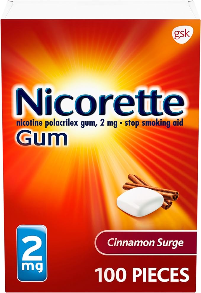 Nicorette Smoking Cessation Aid 2Mg Gum Cinnamon Surge 100 Ct , Gum