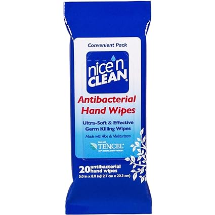 Nice N Clean Hand Wipes Anti-bacterial Packs 20 Ct , Pads-absorbent