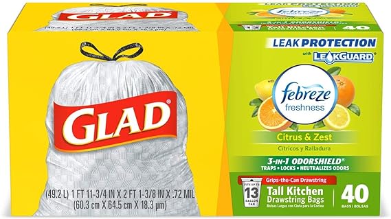 Glad Drawstring Tall O/s Lemon 6x40 Ct , Bags
