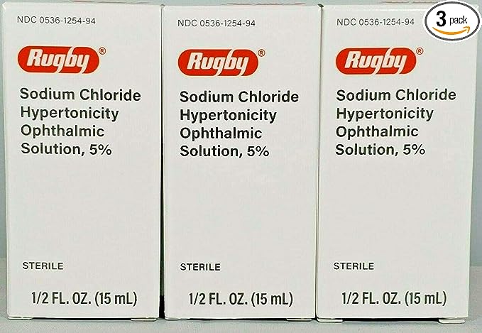 Rugby Sodium Chloride Ophthalmic Solution Eye Drops 5% 15mL - Pack of 3