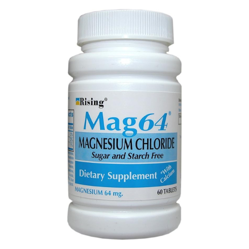 Rising Mag64 Magnesium Chloride with Calcium Tablets, Helps Maintain The Functions of The Heart, Muscles, and Nervous System - 60 Tablets