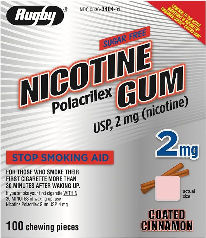 Rugby Nicotine Gum 2mg 100ct. Cinnamon