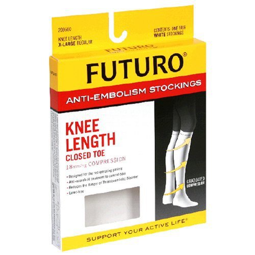 Futuro Anti-embolism Stockings Knee High Closed Toe Women's White X-large Regular 1 Pr , Hosiery Supports
