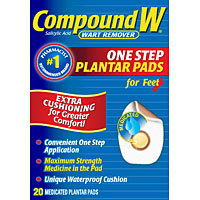 Compound W One Step Plantar Warts Pads 20 Ct , Adhesive Patches