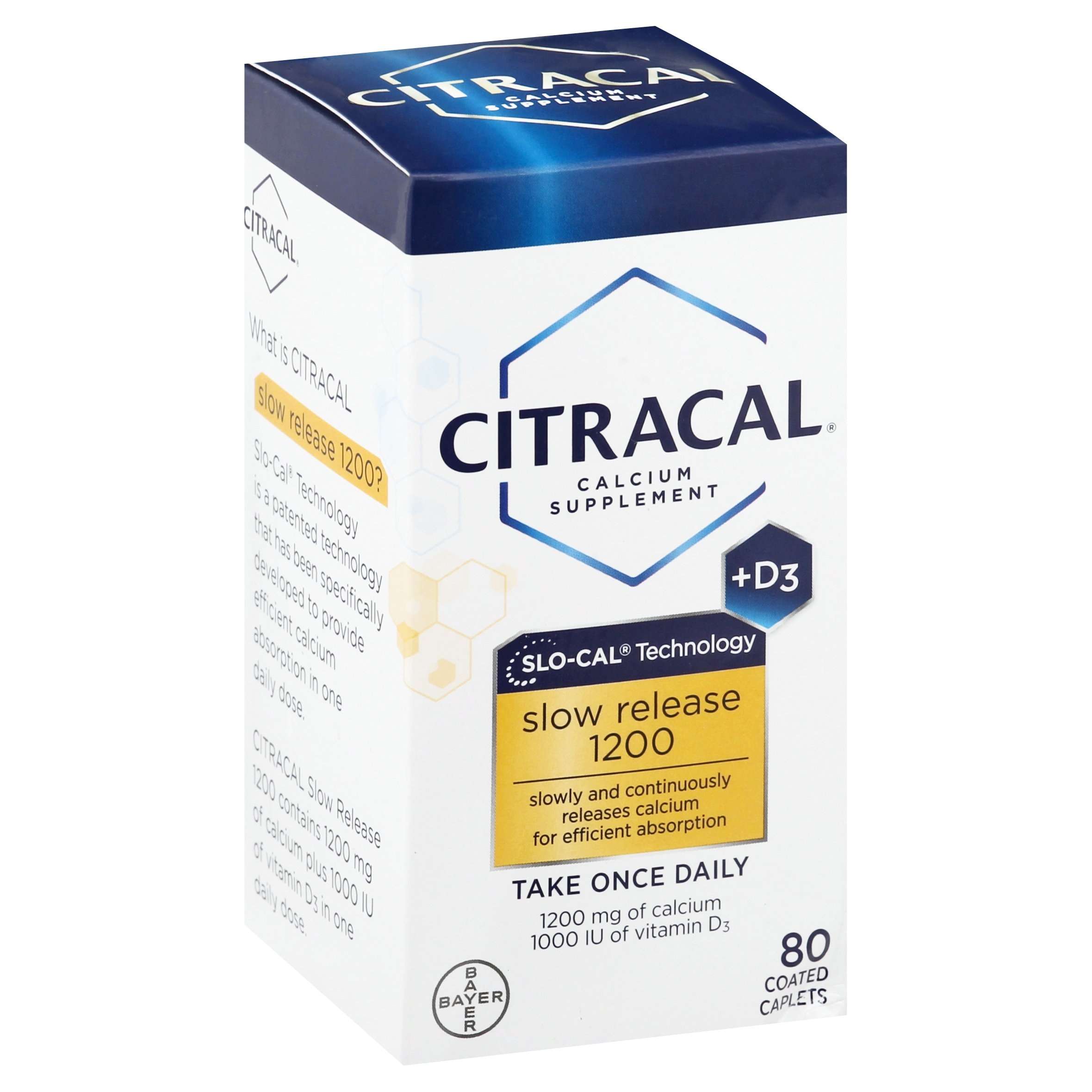Citracal Calcium + D Slow Release 1200 Coated Tablets 80 Ct , Tablets
