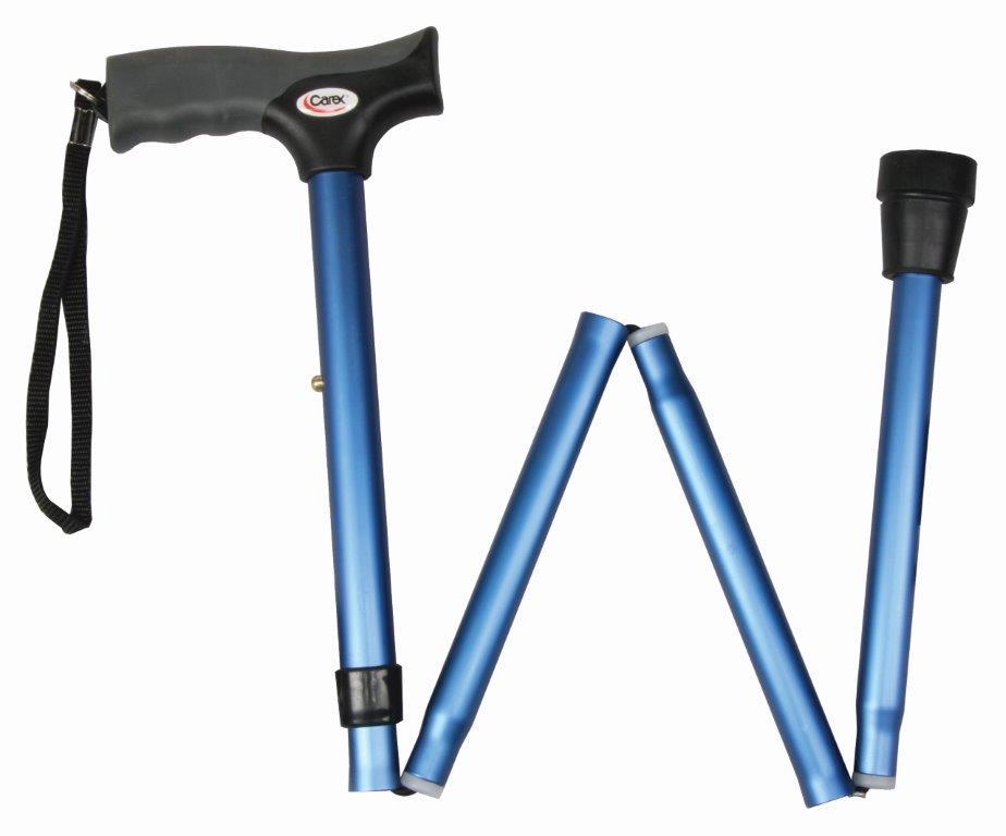 Cane Folding Soft Grip Adjustable Blue , Equipment