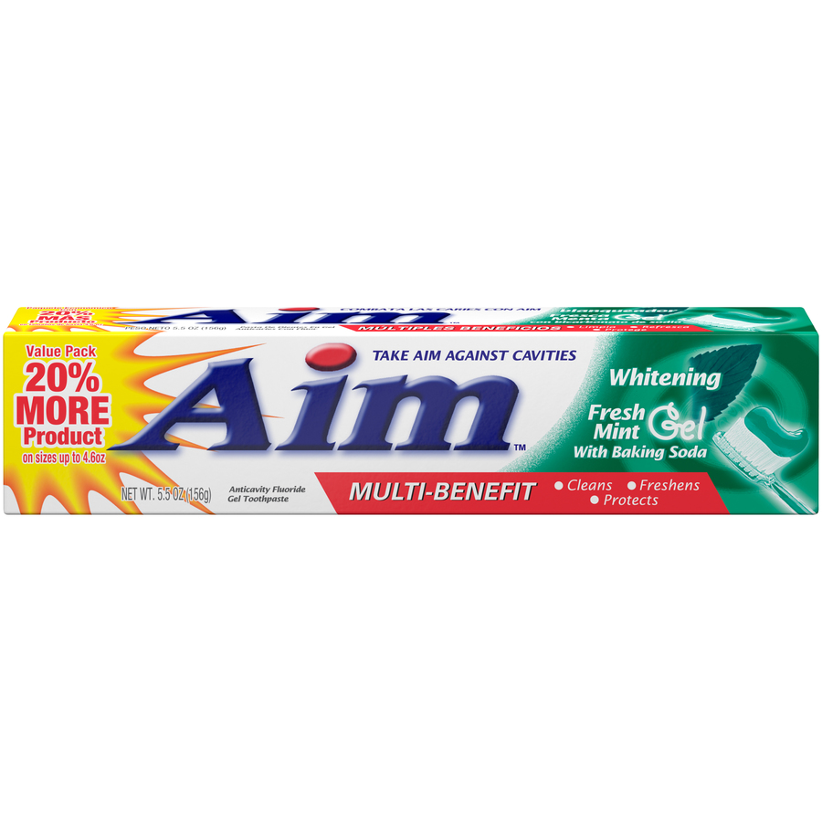Aim Toothpaste Multi-benefit Whitening With Baking Soda Fresh Mint Gel 5.5 Oz , Gel