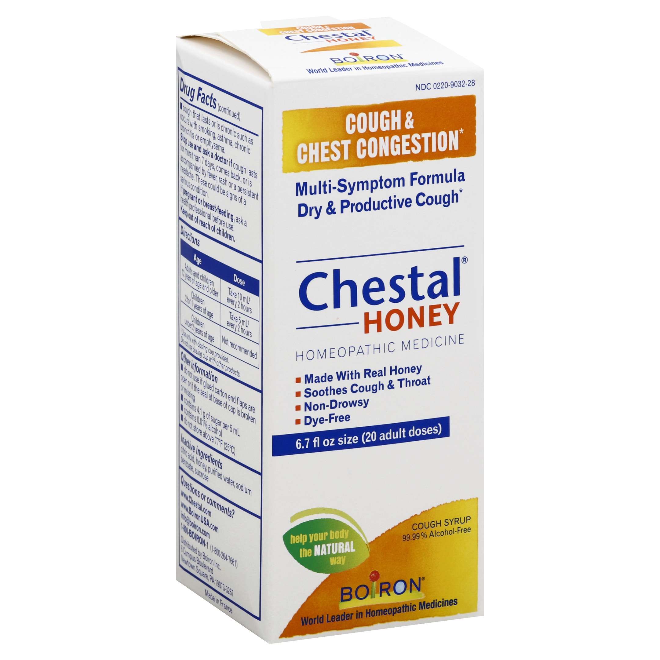 Boiron Chestal Adult Cough & Congestion Honey Cough Syrup 6.7 Oz , Syrup