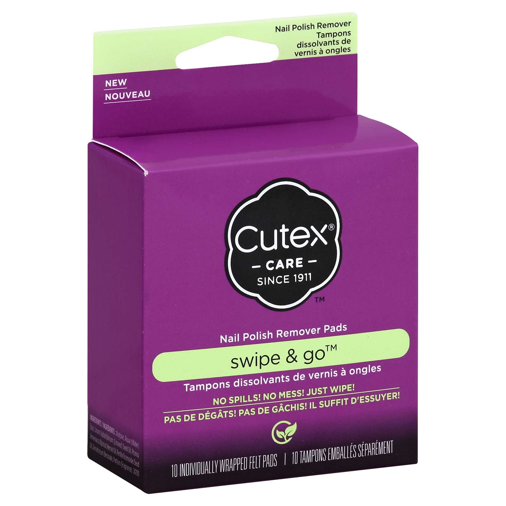Cutex Plsh Rmvr Pa 10 Sw/g , Pads-absorbent