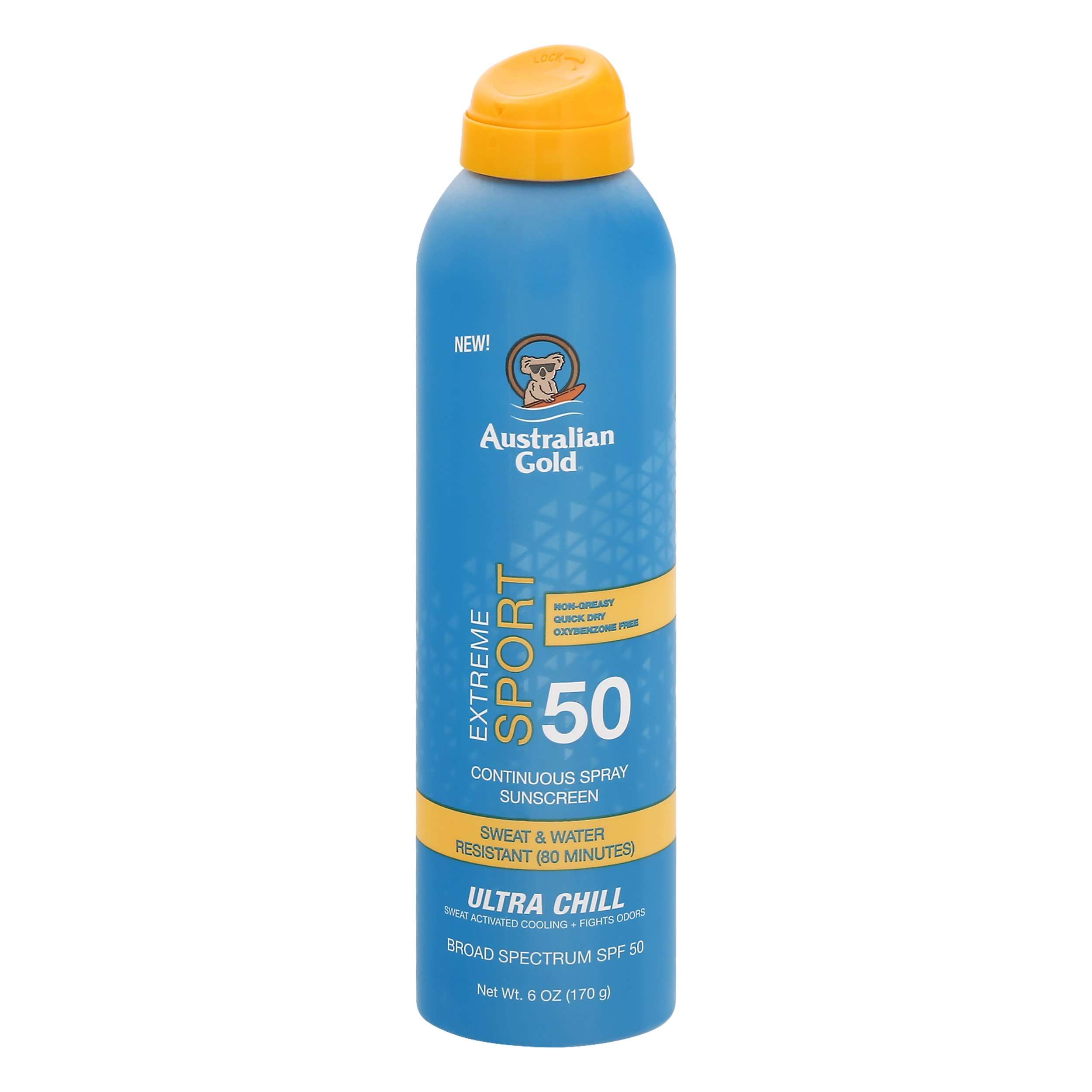 Australian Gold Extreme Sport Sunscreen Spf50 Continuous Spray Ultra Chill 5.6 Oz , Aerosol Medical External