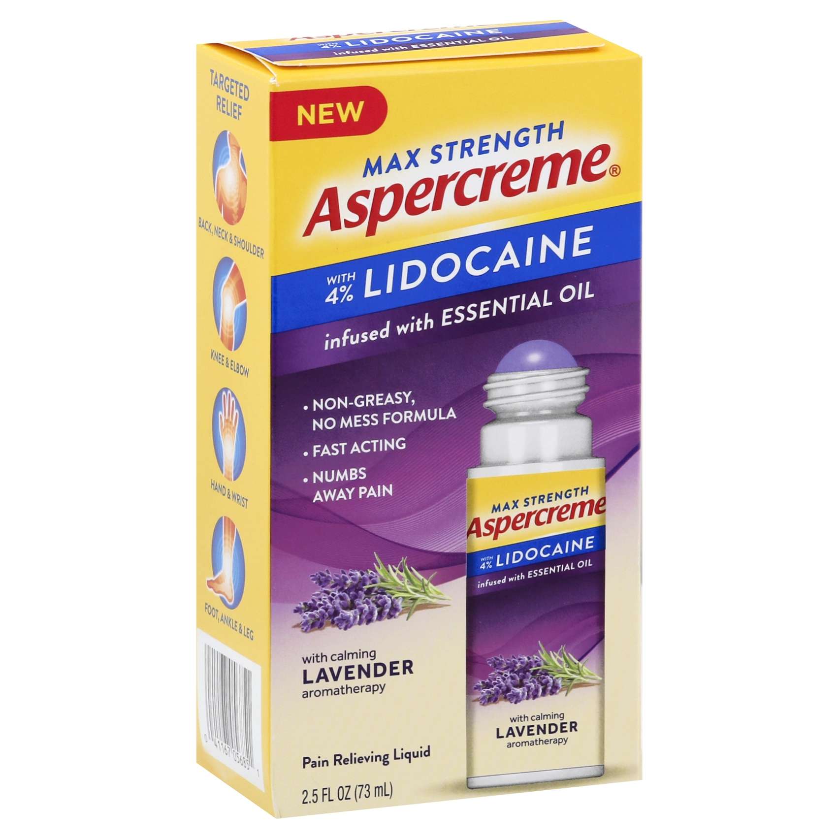 Aspercreme Lidocaine Roll-on Lavender 2.5 Oz , Roll-on