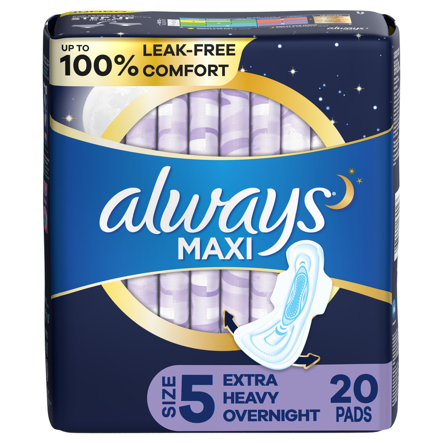 Always Maxi Pads With Flexi-wings Extra Heavy Overnight 20 Ct (To Receive Case Equivalent Order 6) , Pads-absorbent