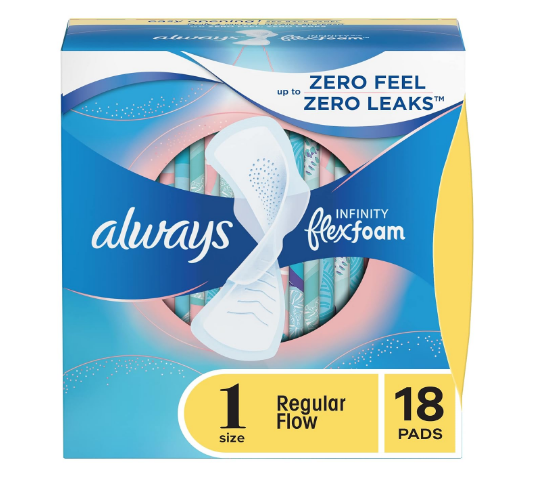 Always Infinity Pads With Flexi-wings Unscented Regular 18 Ct (To Receive Case Equivalent Order 12) , Pads-absorbent