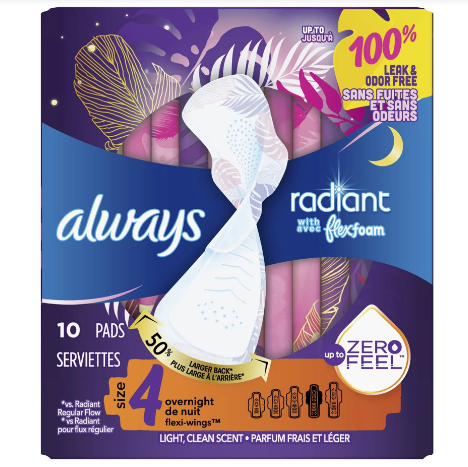 Always Radiant Pa 12x10 Ovn Sz 4 , Pads-absorbent