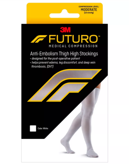 Futuro Anti-embolism Stockings Thigh High Closed Toe Women's White Large Regular 1 Pr , Hosiery Supports