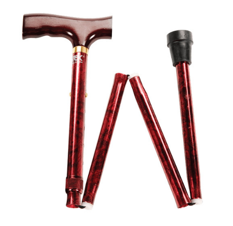 Cane Folding Derby Handle Designer Adjustable Red , Equipment