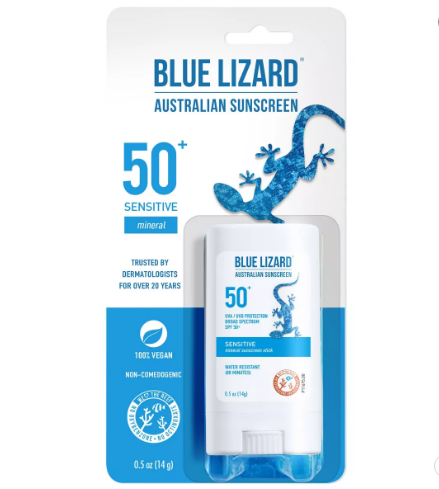 Blue Lizard Sensitive Spf50 Mineral Sunscreen Stick 0.5 Oz , Sticks